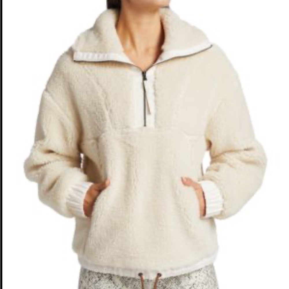 VARLEY Appleton Half Zip Pullover Sherpa Teddy Sweater Jacket Ivory Size Small